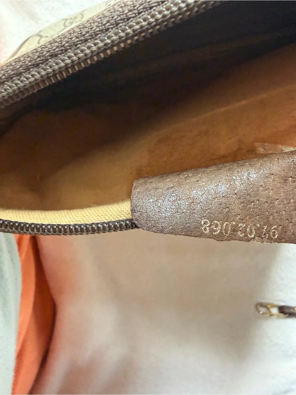 Gucci Beige GG Monogram Messenger Bag with Brown Trim